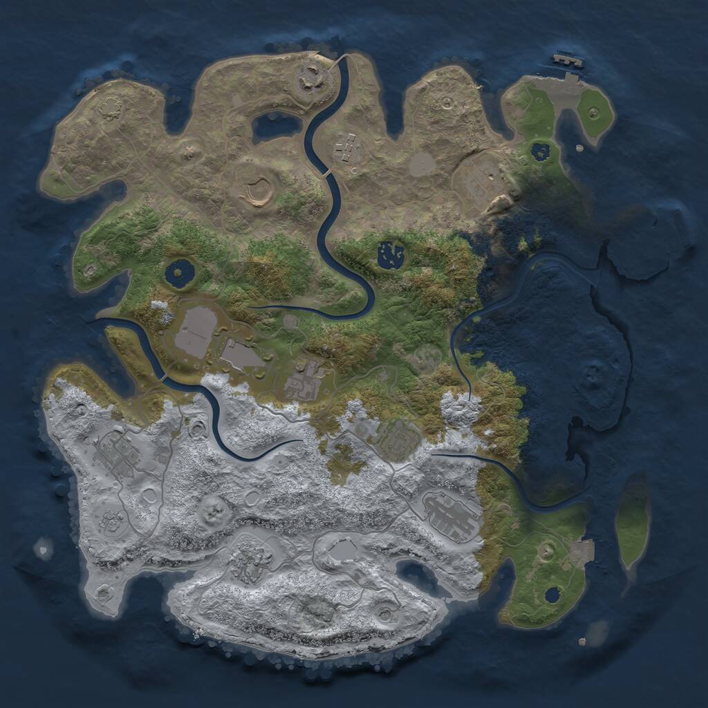Rust Map: Procedural Map, Size: 3750, Seed: 751668357, 17 Monuments