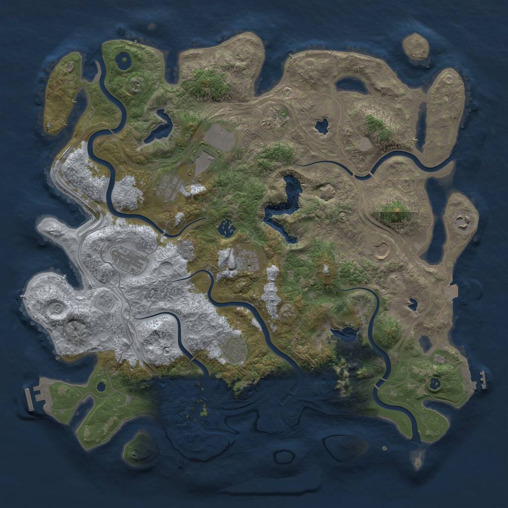 Rust Map: Procedural Map, Size: 4500, Seed: 1434024853, 16 Monuments