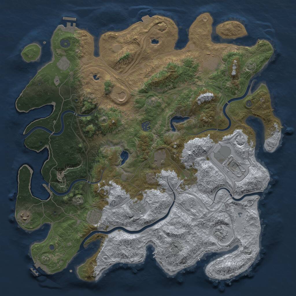 Rust Map: Procedural Map, Size: 4500, Seed: 588159319, 16 Monuments