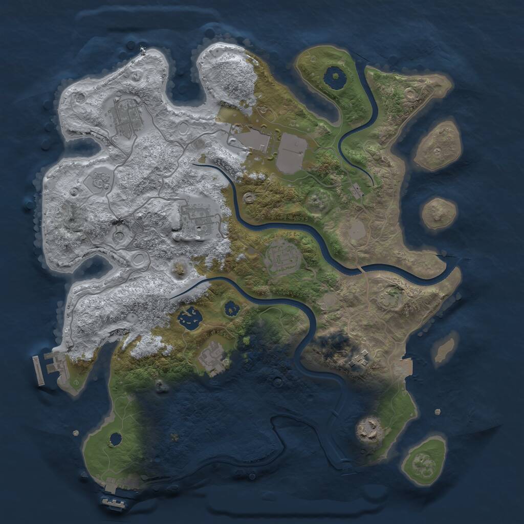 Rust Map: Procedural Map, Size: 3500, Seed: 1834446663, 14 Monuments