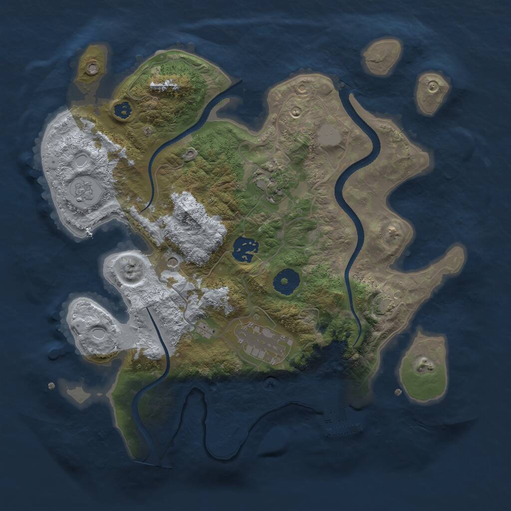 Rust Map: Procedural Map, Size: 3000, Seed: 927757006, 8 Monuments