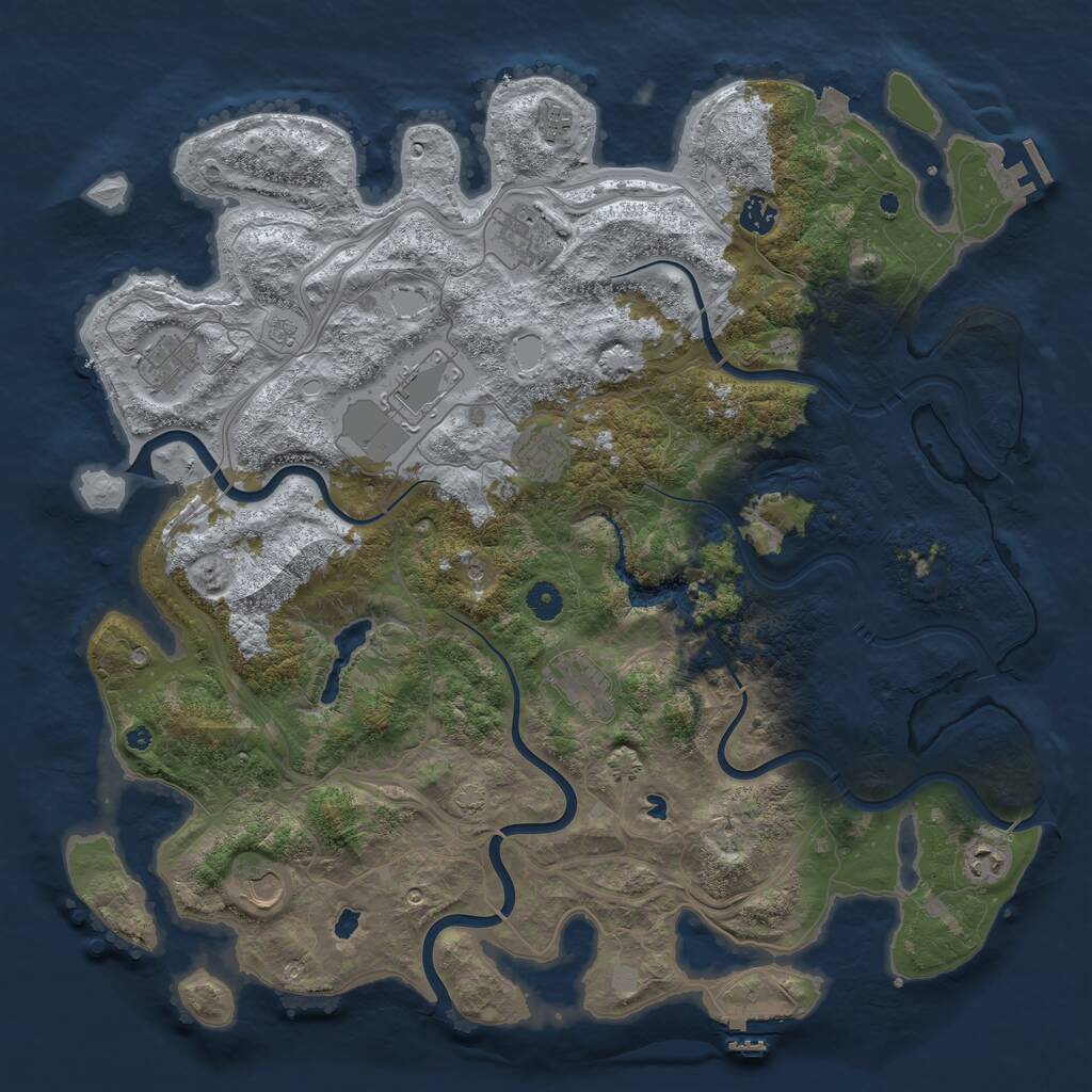 Rust Map: Procedural Map, Size: 4500, Seed: 2116483315, 15 Monuments