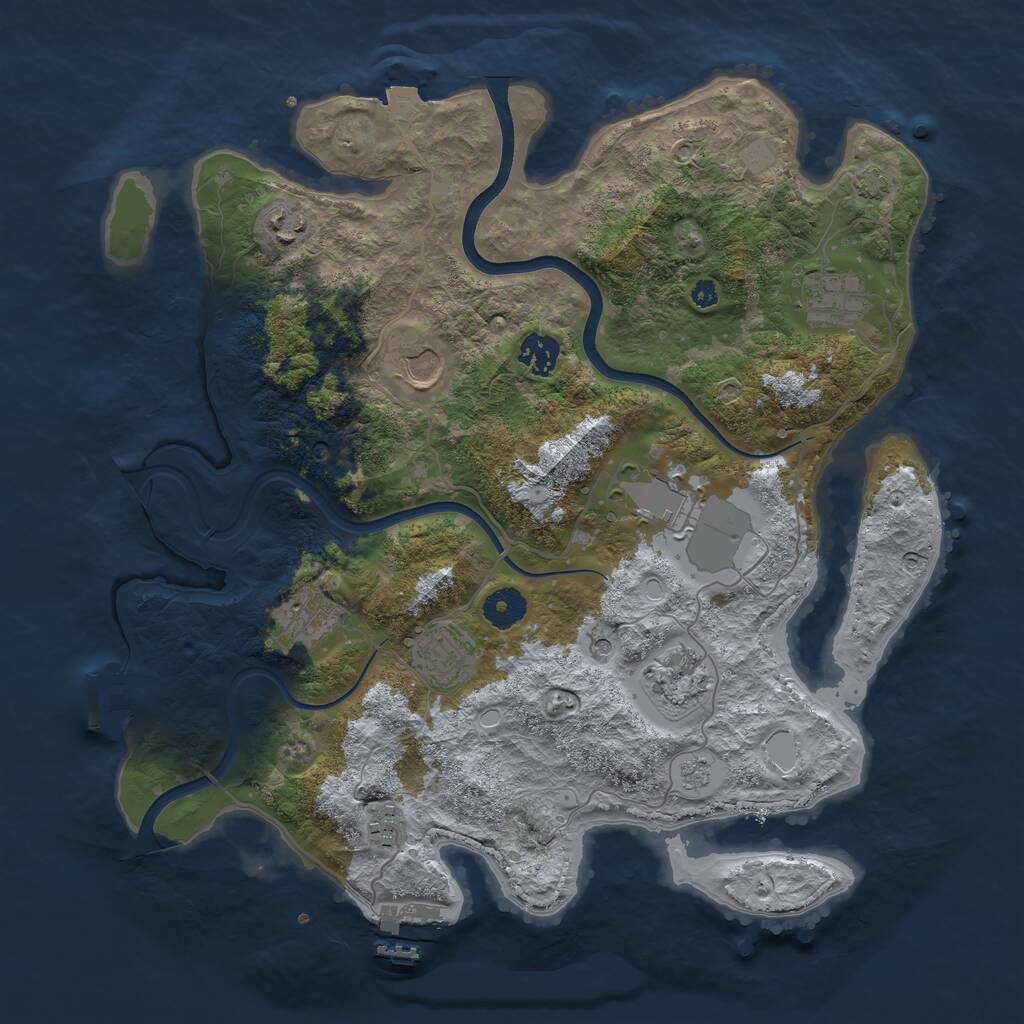 Rust Map: Procedural Map, Size: 3750, Seed: 1225149988, 15 Monuments