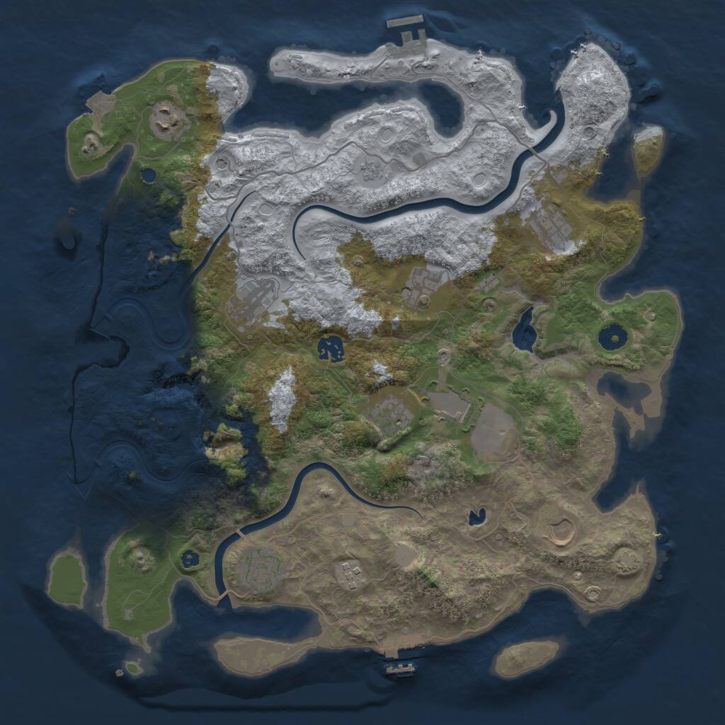 Rust Map: Procedural Map, Size: 4000, Seed: 3498123, 16 Monuments