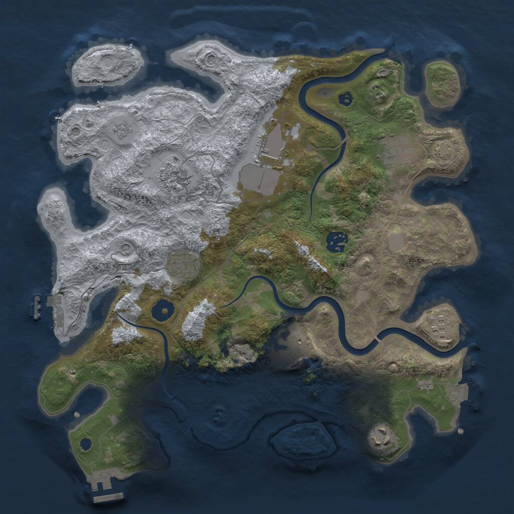 Rust Map: Procedural Map, Size: 3500, Seed: 1992231198, 14 Monuments
