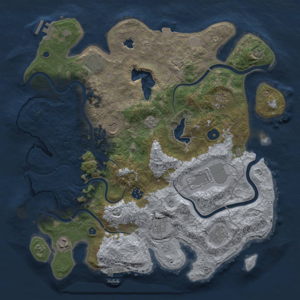 Rust Map: Procedural Map, Size: 4000, Seed: 734150186, 15 Monuments
