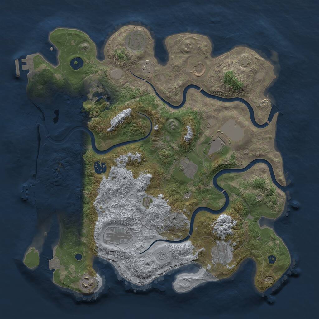 Rust Map: Procedural Map, Size: 3750, Seed: 1987507223, 16 Monuments