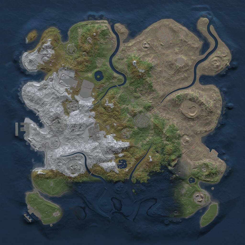 Rust Map: Procedural Map, Size: 3750, Seed: 435425175, 16 Monuments