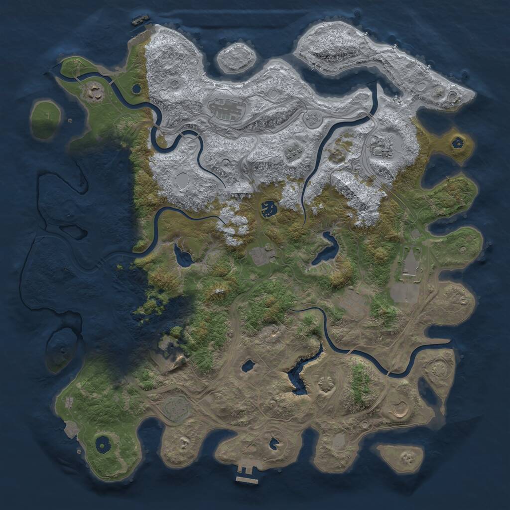 Rust Map: Procedural Map, Size: 4680, Seed: 1, 17 Monuments