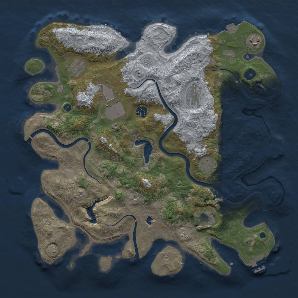 Rust Map: Procedural Map, Size: 4000, Seed: 1016395796, 14 Monuments