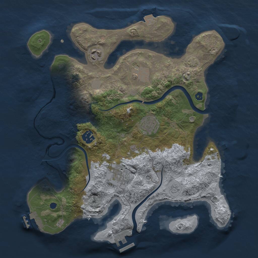 Rust Map: Procedural Map, Size: 3200, Seed: 2127001226, 11 Monuments