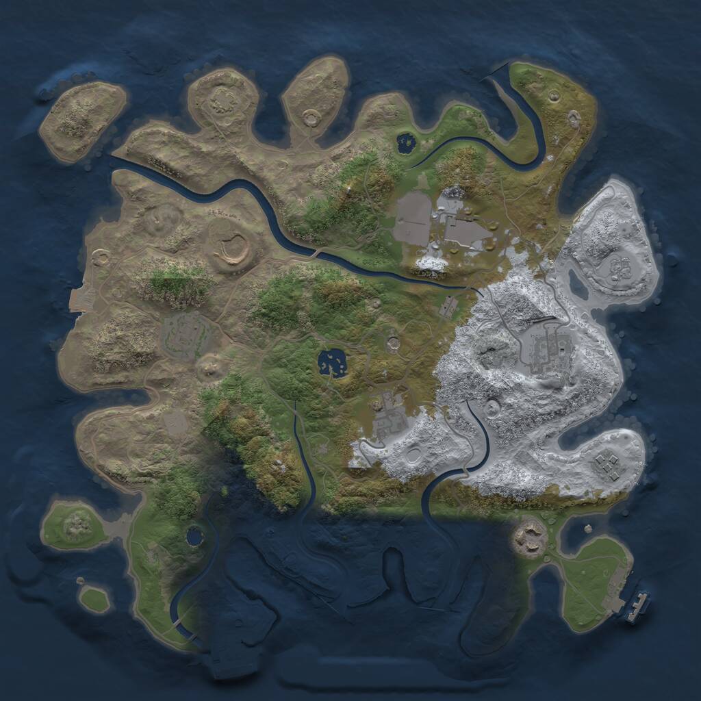 Rust Map: Procedural Map, Size: 3500, Seed: 1004684719, 14 Monuments