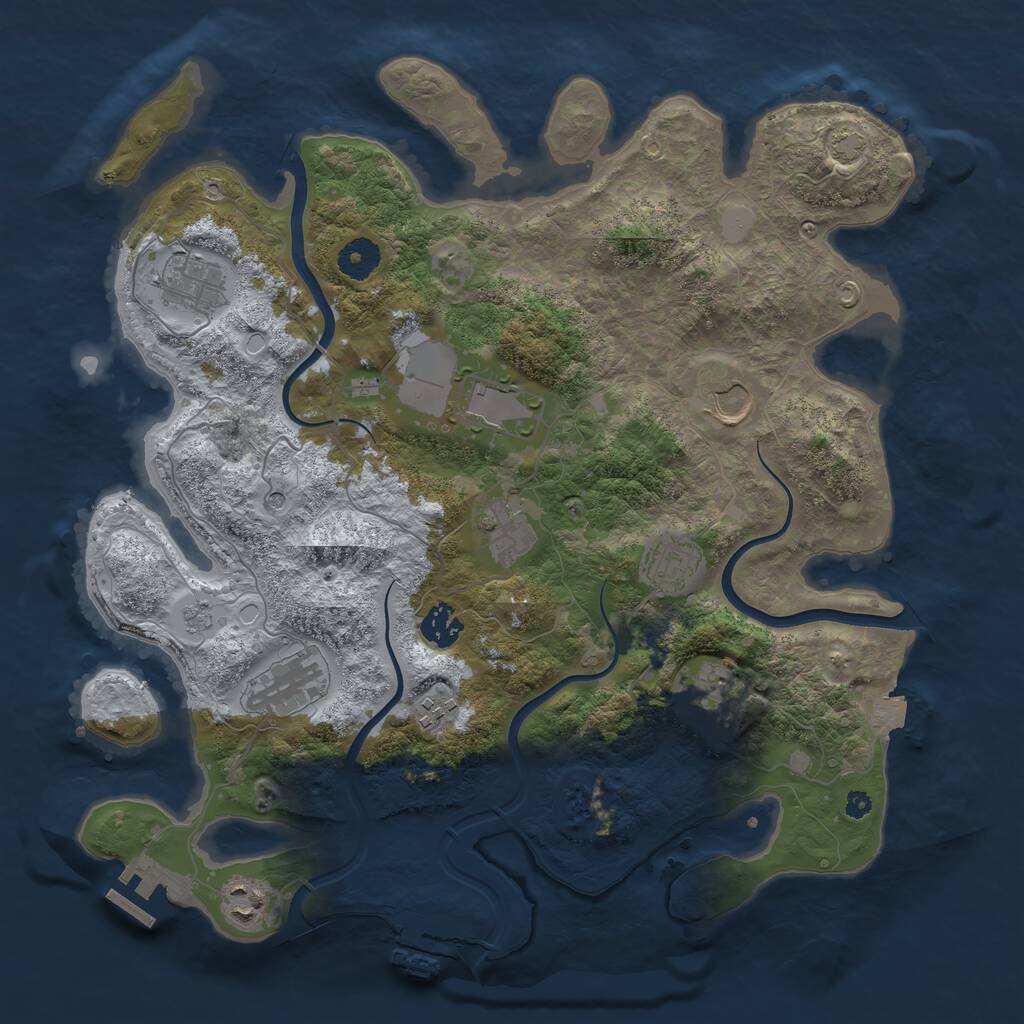 Rust Map: Procedural Map, Size: 3750, Seed: 1083419198, 16 Monuments