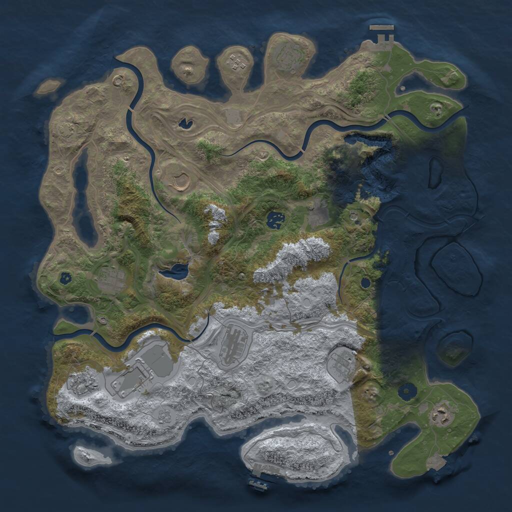 Rust Map: Procedural Map, Size: 4250, Seed: 416040227, 17 Monuments