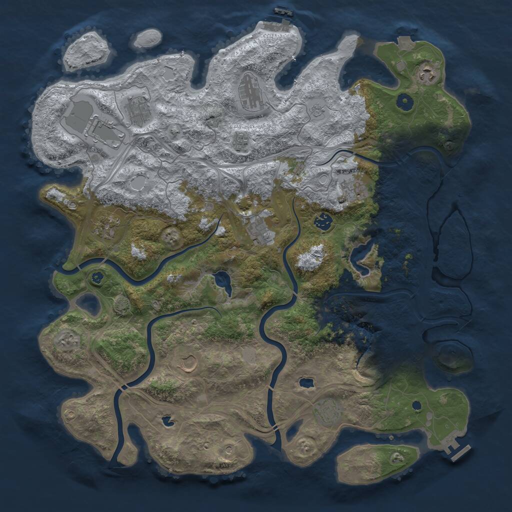 Rust Map: Procedural Map, Size: 4500, Seed: 349303838, 17 Monuments