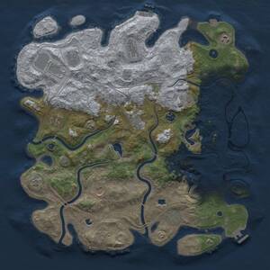 Thumbnail Rust Map: Procedural Map, Size: 4500, Seed: 349303838, 17 Monuments
