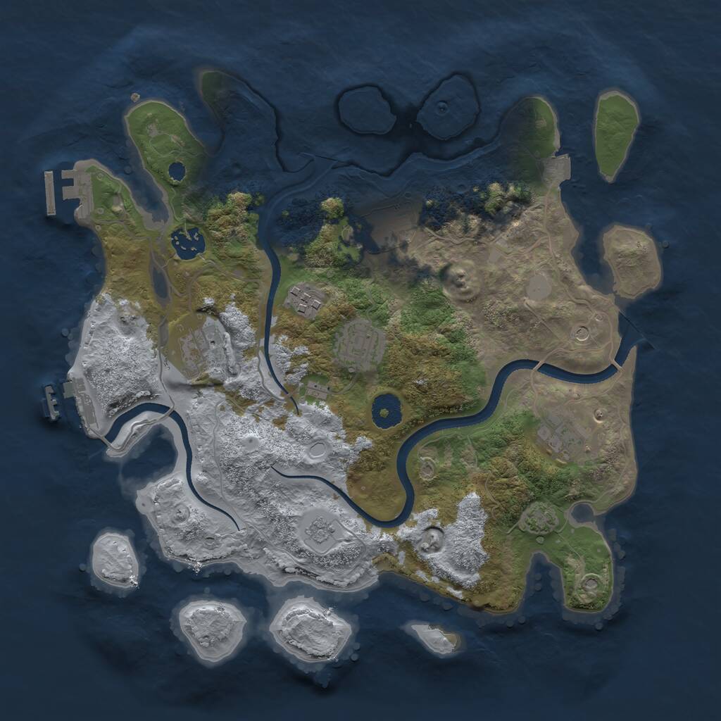 Rust Map: Procedural Map, Size: 3300, Seed: 405885181, 12 Monuments