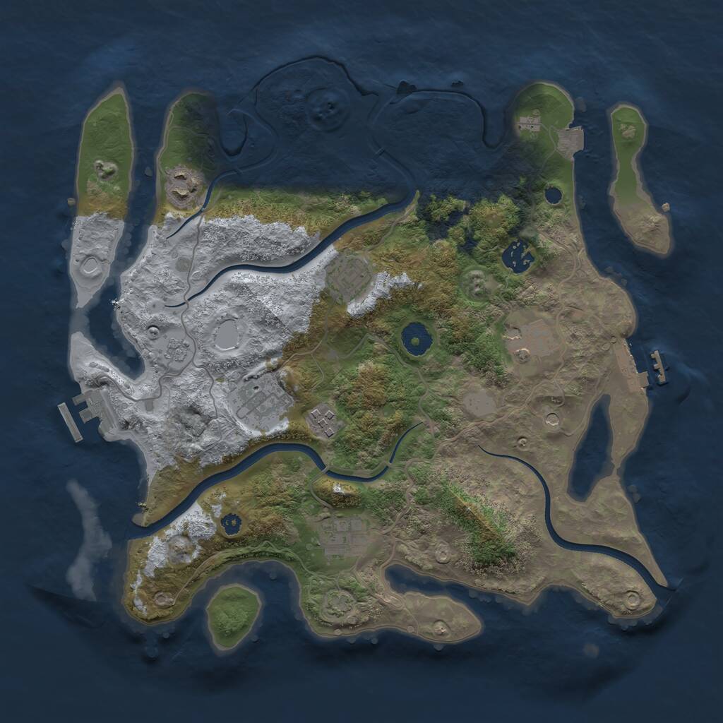 Rust Map: Procedural Map, Size: 3500, Seed: 1432957480, 13 Monuments