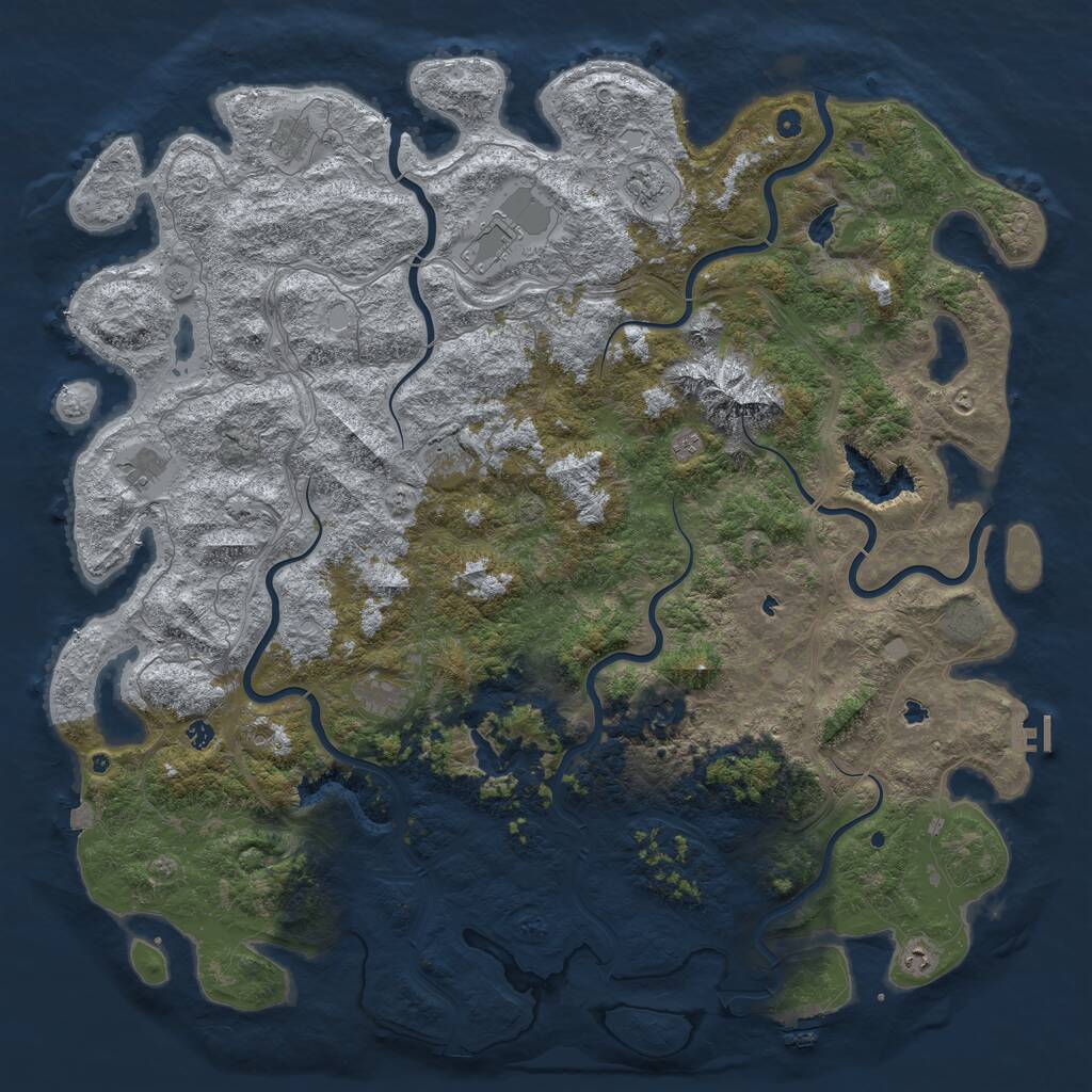Rust Map: Procedural Map, Size: 6000, Seed: 1041951388, 17 Monuments