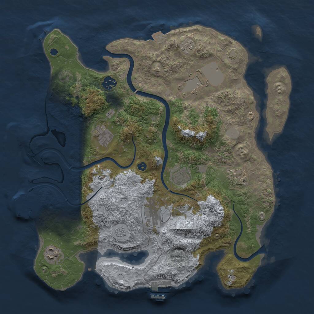 Rust Map: Procedural Map, Size: 3500, Seed: 1825239718, 14 Monuments