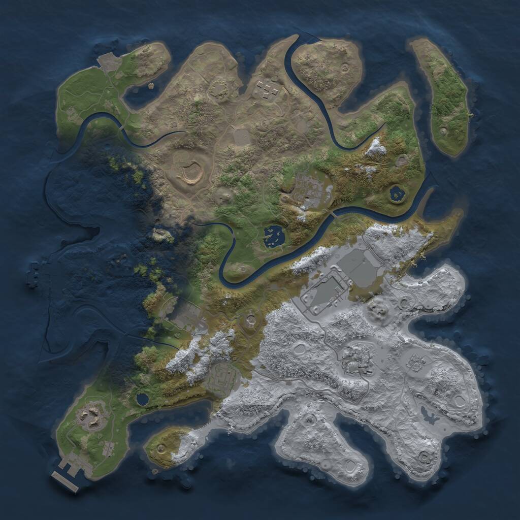 Rust Map: Procedural Map, Size: 3500, Seed: 635866498, 15 Monuments