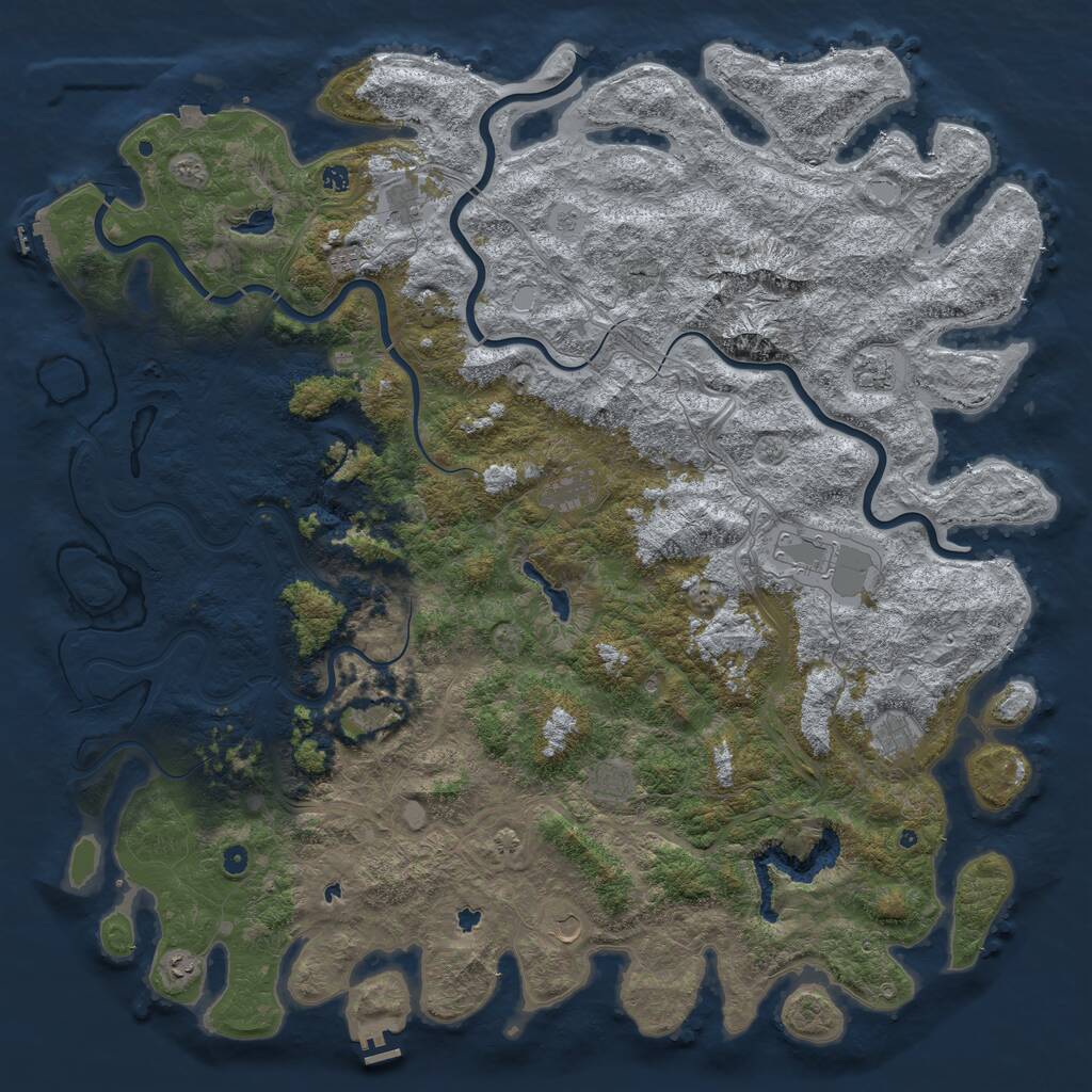 Rust Map: Procedural Map, Size: 6000, Seed: 962650821, 17 Monuments