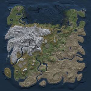 Thumbnail Rust Map: Procedural Map, Size: 5000, Seed: 1355591842, 17 Monuments