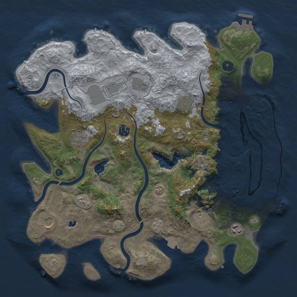 Rust Map: Procedural Map, Size: 4050, Seed: 237289752, 15 Monuments
