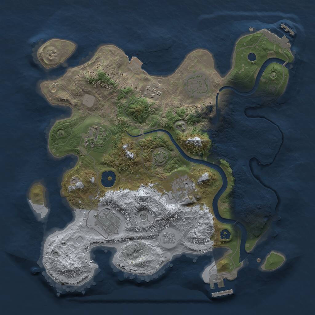 Rust Map: Procedural Map, Size: 3000, Seed: 1493709398, 11 Monuments
