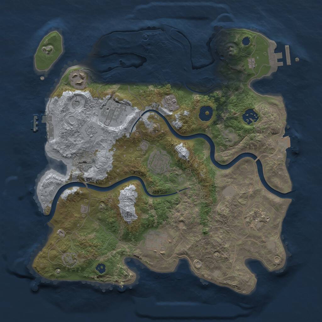 Rust Map: Procedural Map, Size: 3250, Seed: 135752973, 13 Monuments