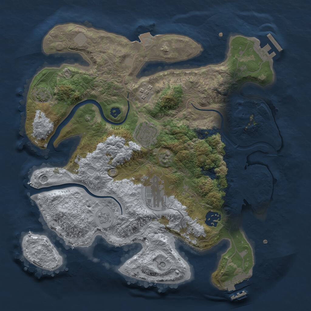Rust Map: Procedural Map, Size: 3000, Seed: 587696443, 10 Monuments