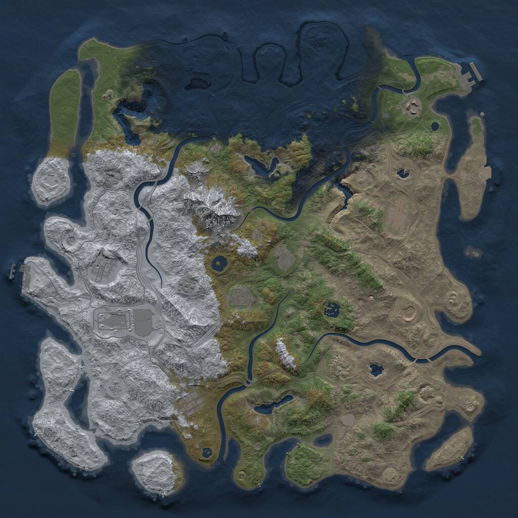 Rust Map: Procedural Map, Size: 5000, Seed: 1113196336, 17 Monuments