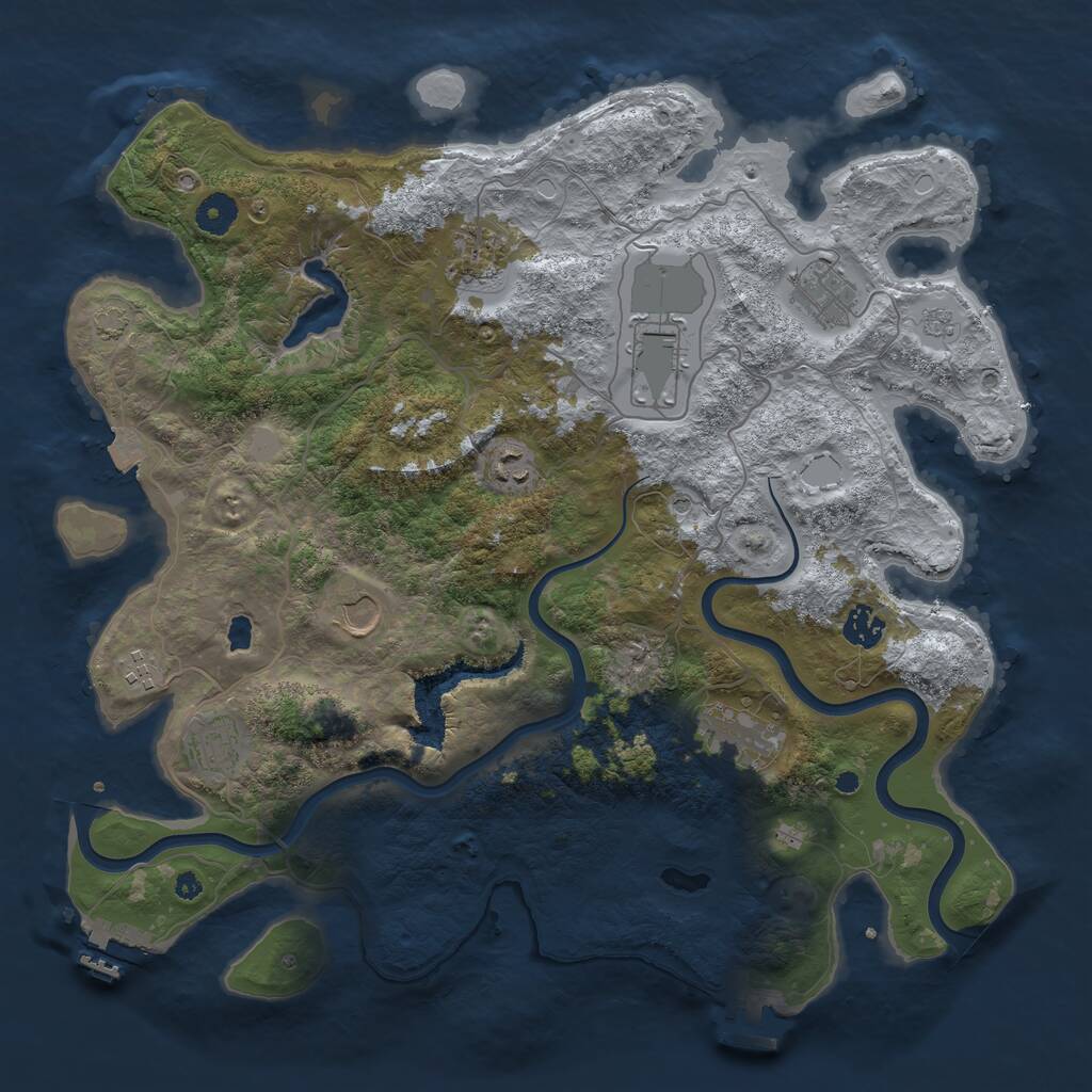 Rust Map: Procedural Map, Size: 4000, Seed: 1334849476, 15 Monuments