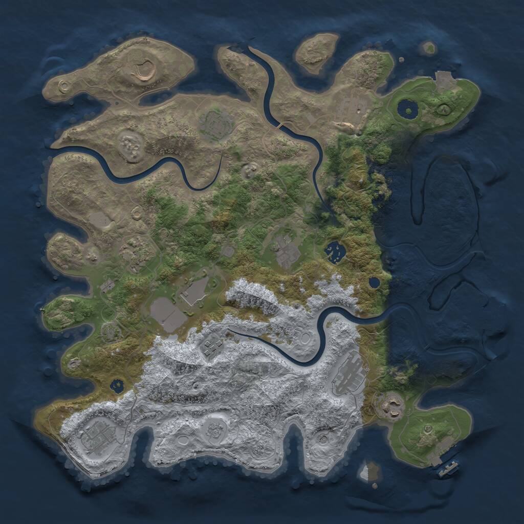 Rust Map: Procedural Map, Size: 3800, Seed: 1007789891, 17 Monuments