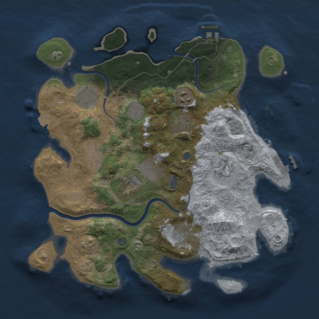 Rust Map: Procedural Map, Size: 3500, Seed: 33478, 17 Monuments