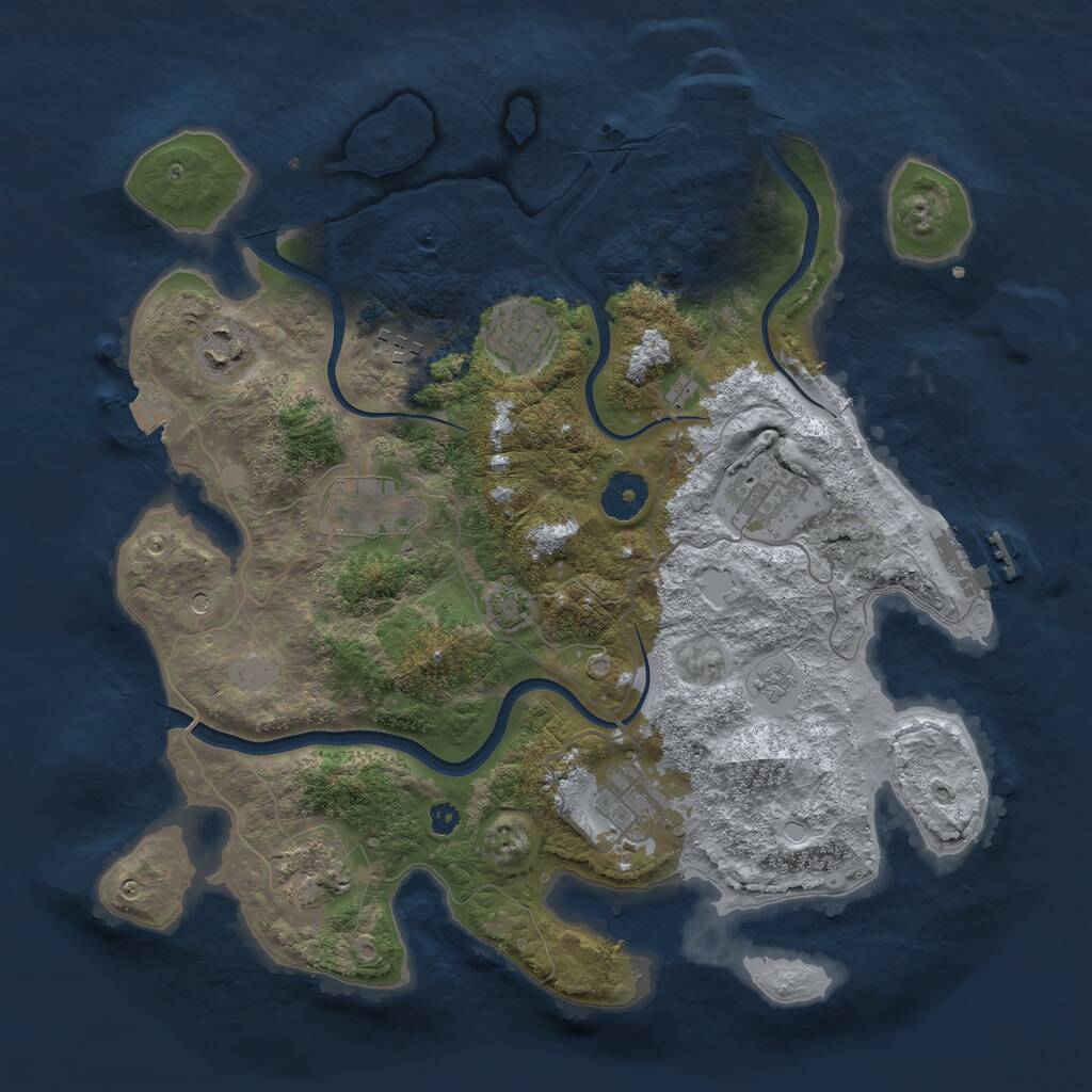 Rust Map: Procedural Map, Size: 3500, Seed: 33478, 13 Monuments