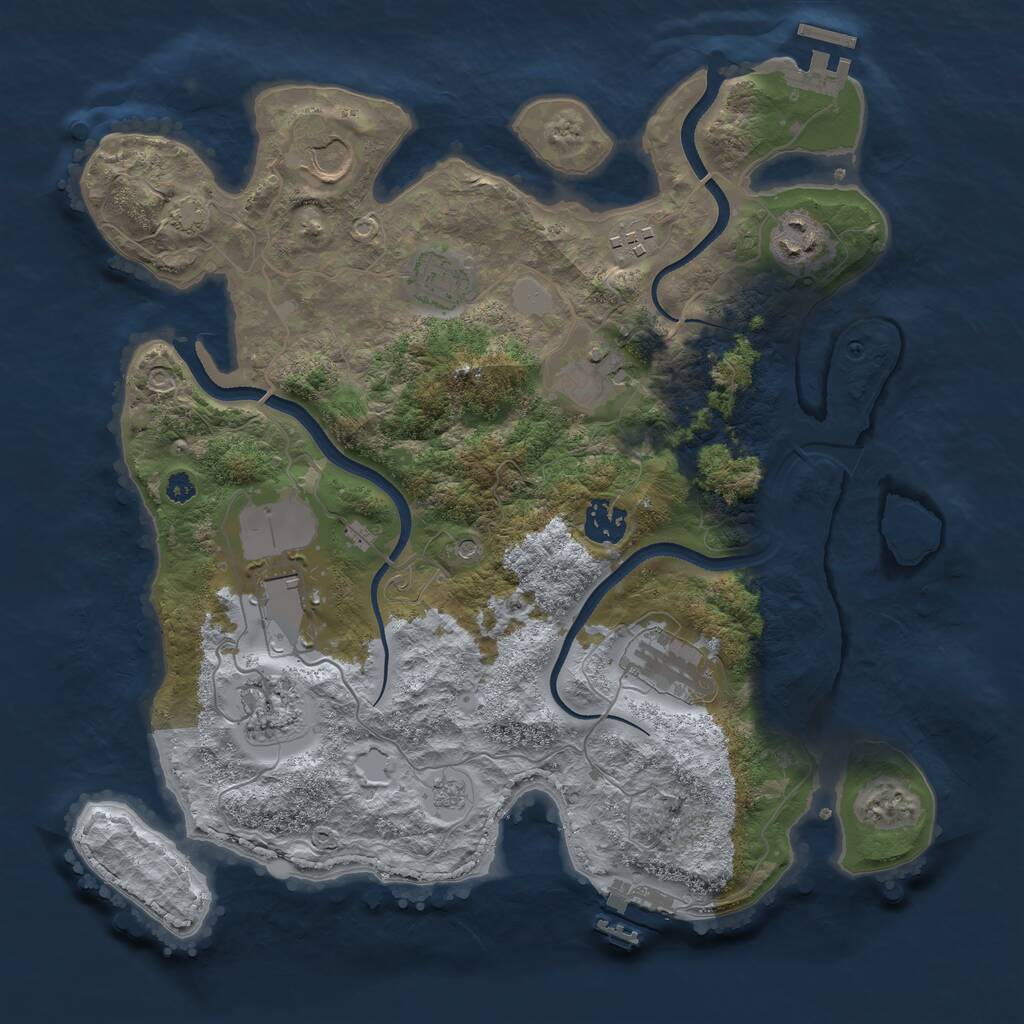 Rust Map: Procedural Map, Size: 3500, Seed: 308865494, 15 Monuments
