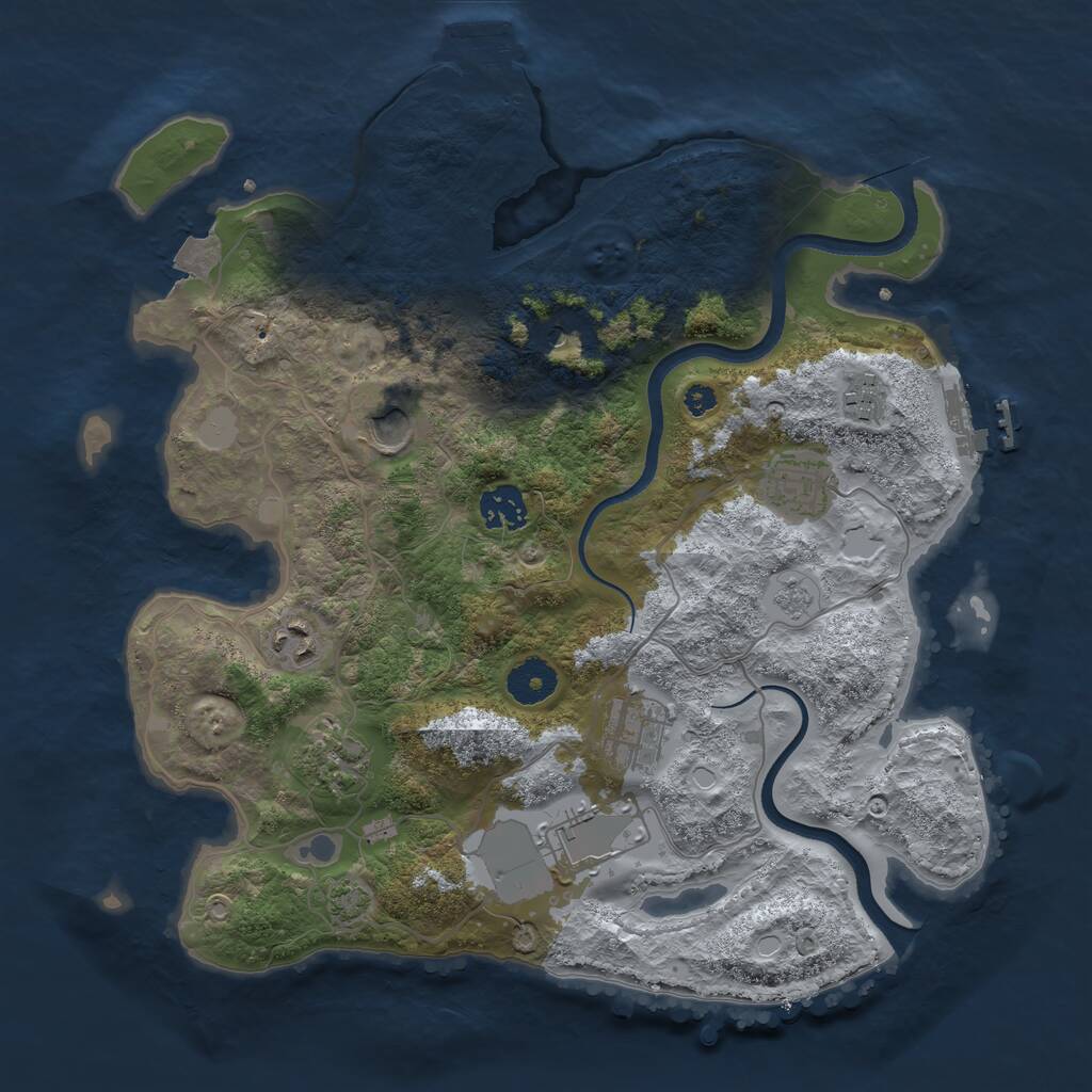 Rust Map: Procedural Map, Size: 3500, Seed: 1570143734, 14 Monuments