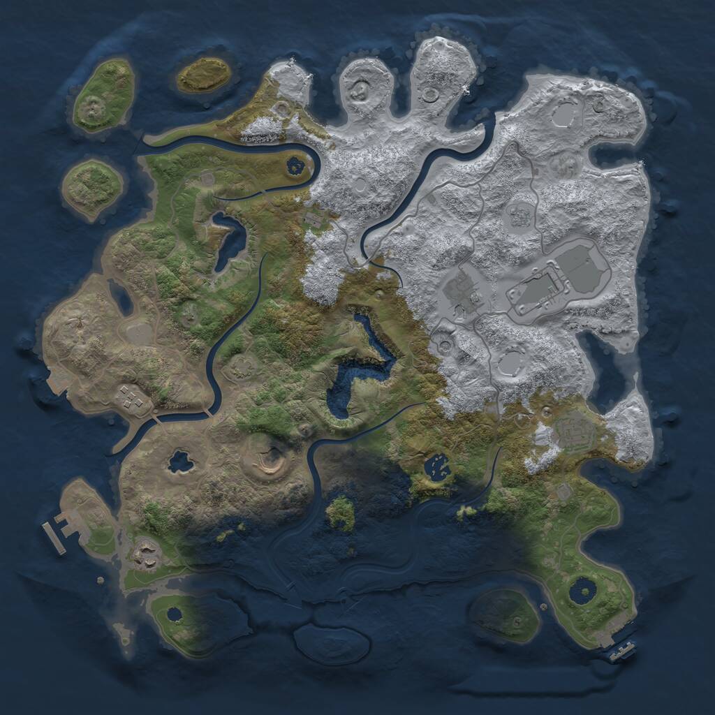 Rust Map: Procedural Map, Size: 4050, Seed: 1923771028, 13 Monuments