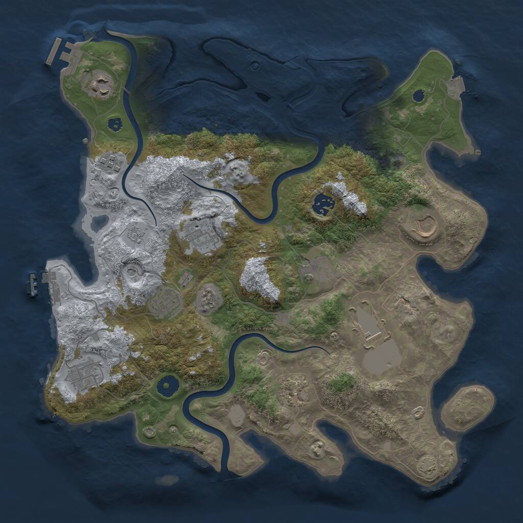 Rust Map: Procedural Map, Size: 3700, Seed: 1344454652, 16 Monuments
