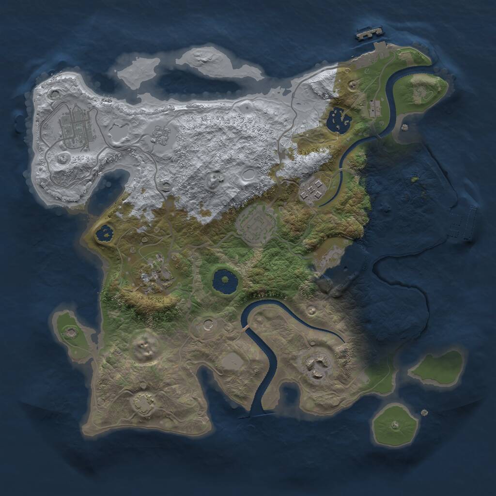 Rust Map: Procedural Map, Size: 3000, Seed: 1034415675, 13 Monuments