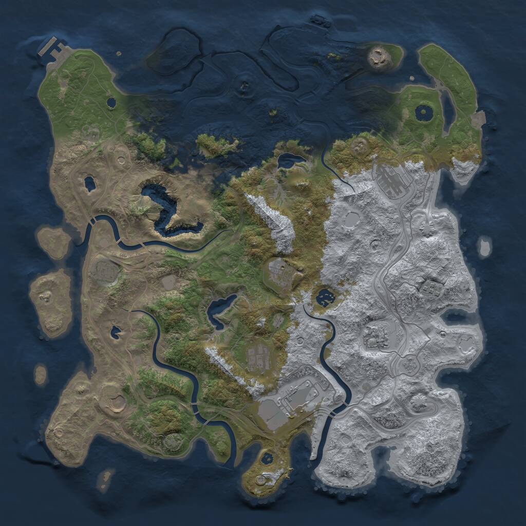 Rust Map: Procedural Map, Size: 4500, Seed: 1188530742, 17 Monuments