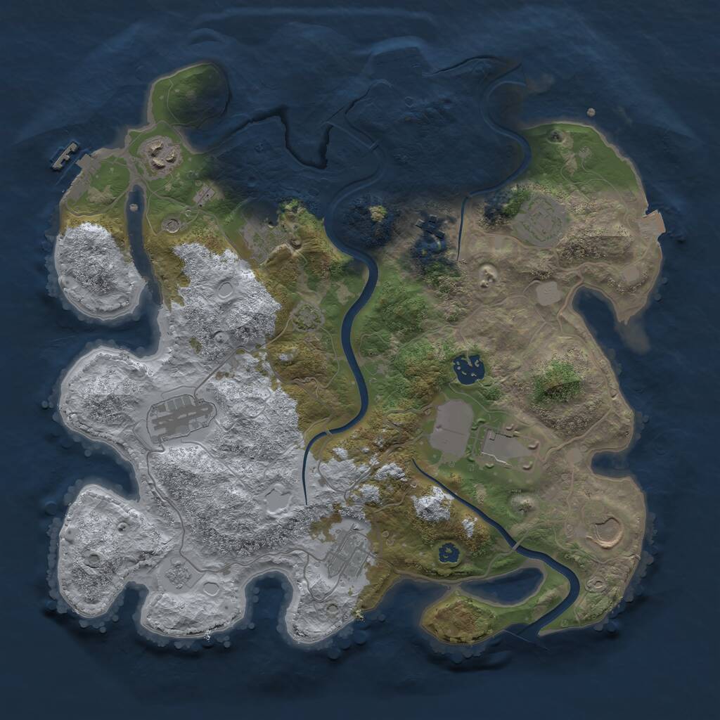 Rust Map: Procedural Map, Size: 3500, Seed: 1034075486, 15 Monuments