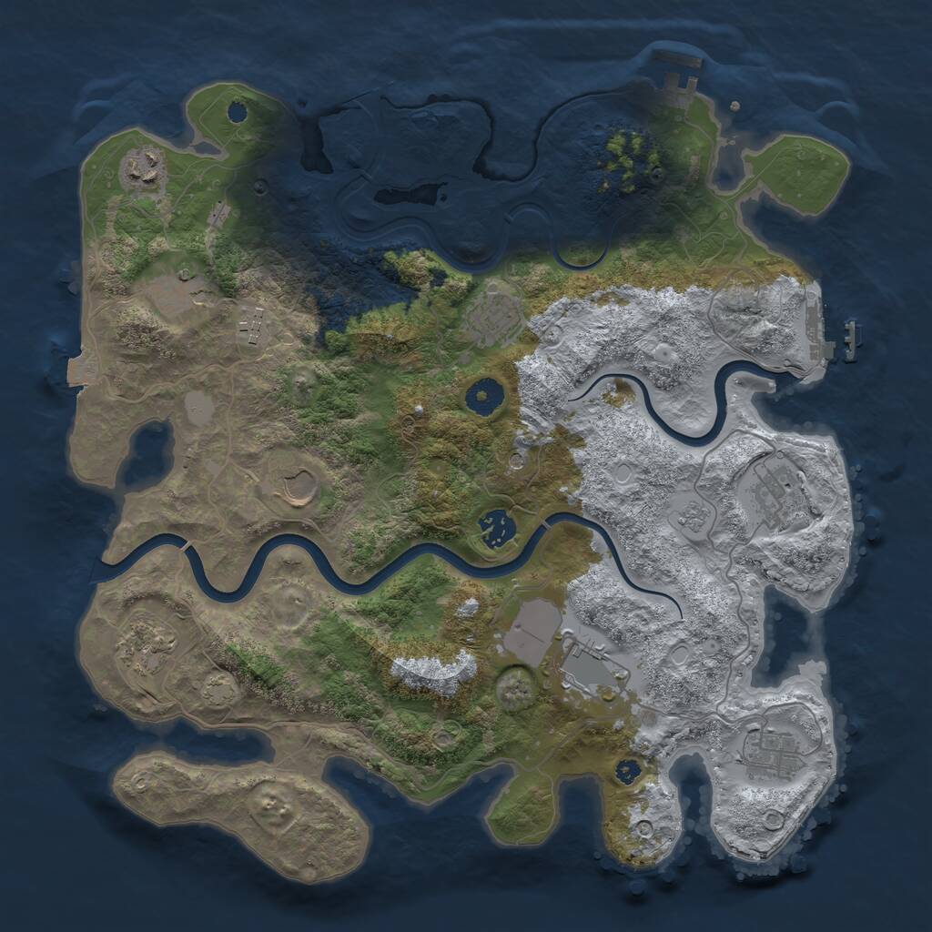 Rust Map: Procedural Map, Size: 3800, Seed: 887165932, 16 Monuments