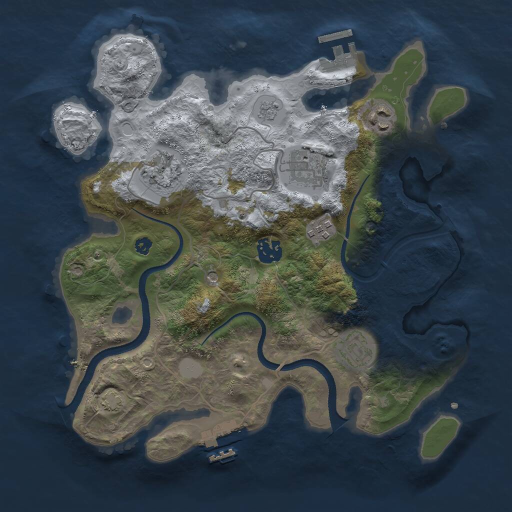 Rust Map: Procedural Map, Size: 3000, Seed: 1563313646, 12 Monuments
