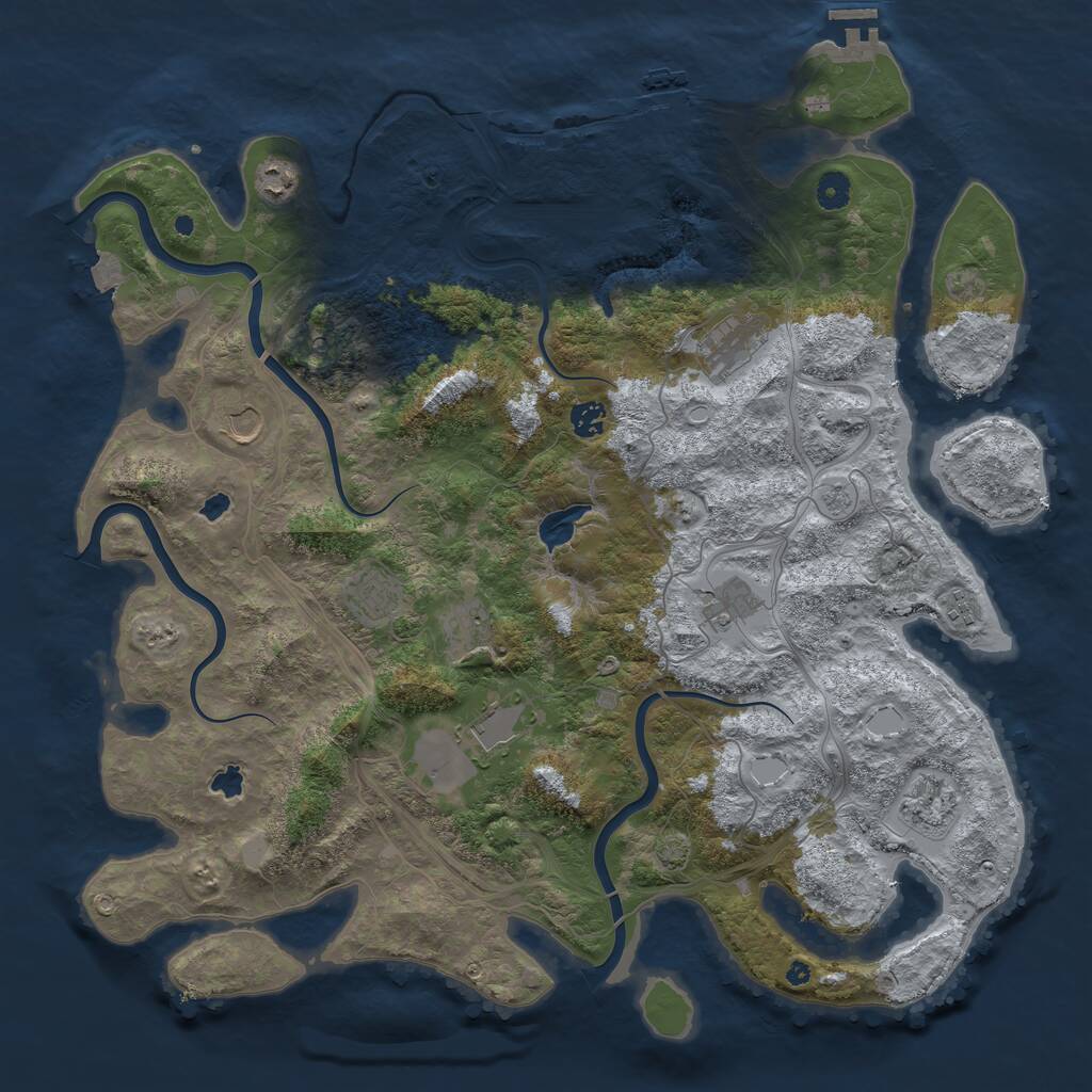 Rust Map: Procedural Map, Size: 4500, Seed: 746120637, 16 Monuments