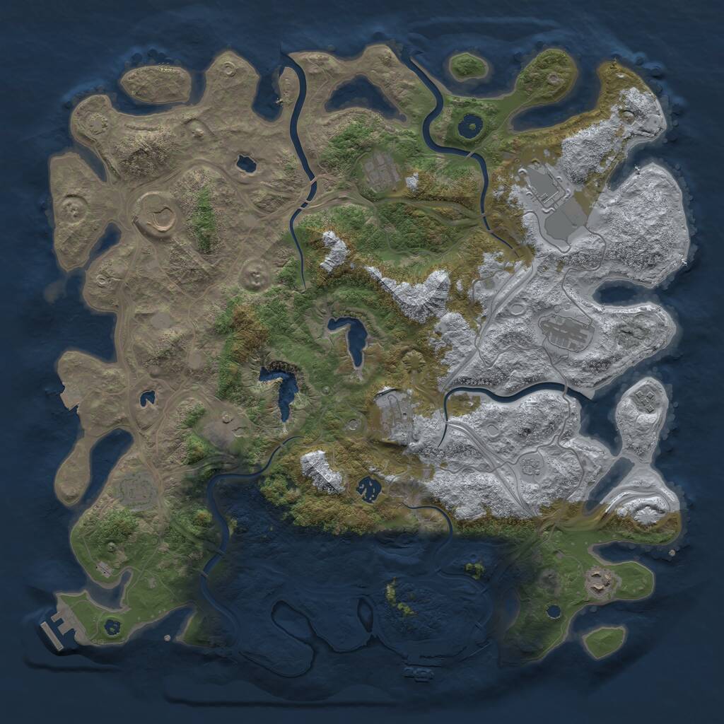 Rust Map: Procedural Map, Size: 4500, Seed: 995426276, 16 Monuments