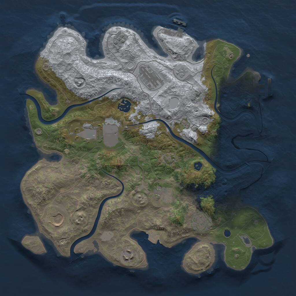 Rust Map: Procedural Map, Size: 3500, Seed: 1760604472, 14 Monuments