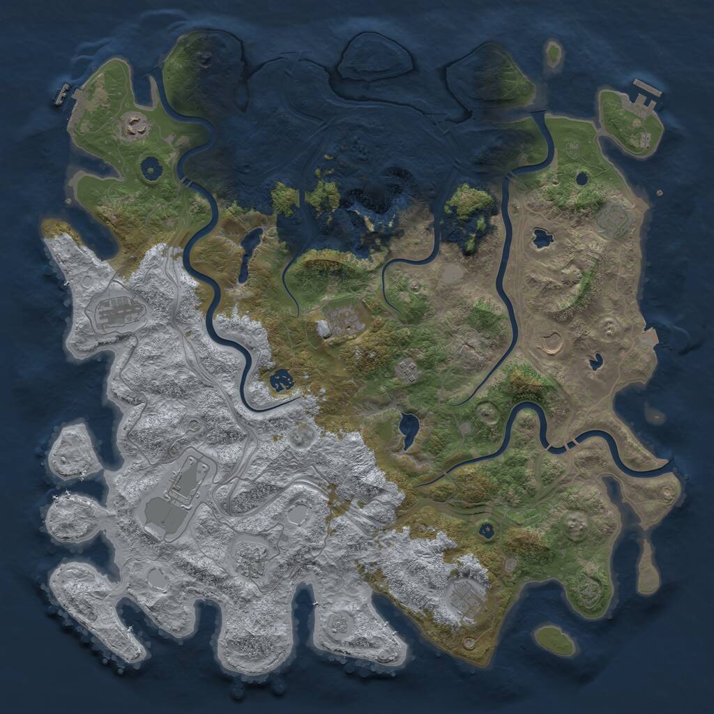 Rust Map: Procedural Map, Size: 4800, Seed: 491393464, 16 Monuments