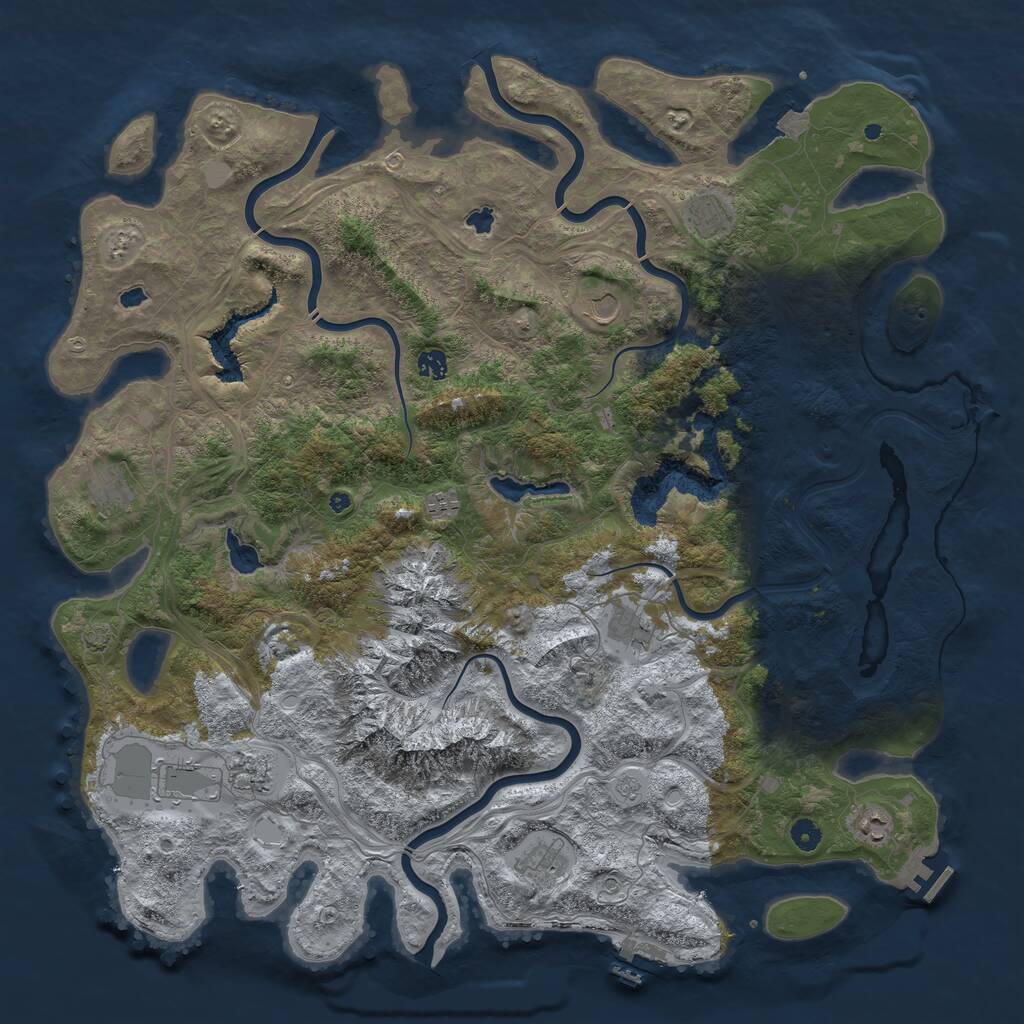 Rust Map: Procedural Map, Size: 5000, Seed: 935953, 16 Monuments